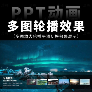 高级感7张多图放大轮播平滑切换效果排版展示动画动态ppt模板素材-电商虚拟货源仓