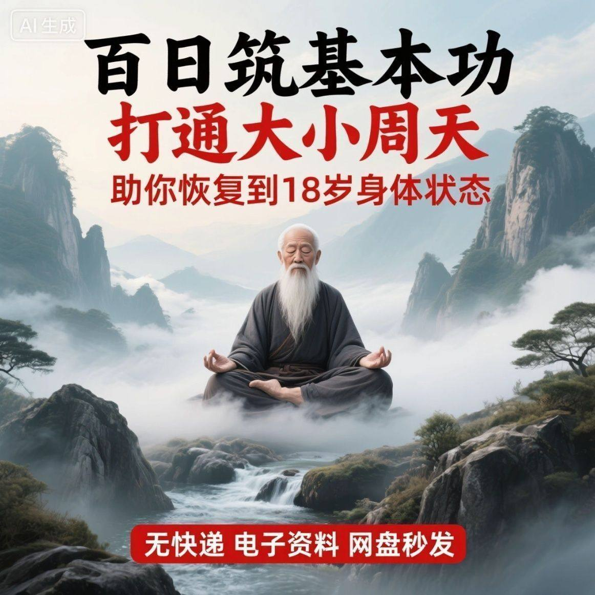百日筑基功打通大小周天电子版视频课程动功通脉秘传心法打坐讲解-电商虚拟货源仓