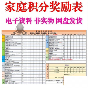 B267家庭积分奖励儿童惩罚积分表小学生儿童自律表可打印电子模板-电商虚拟货源仓