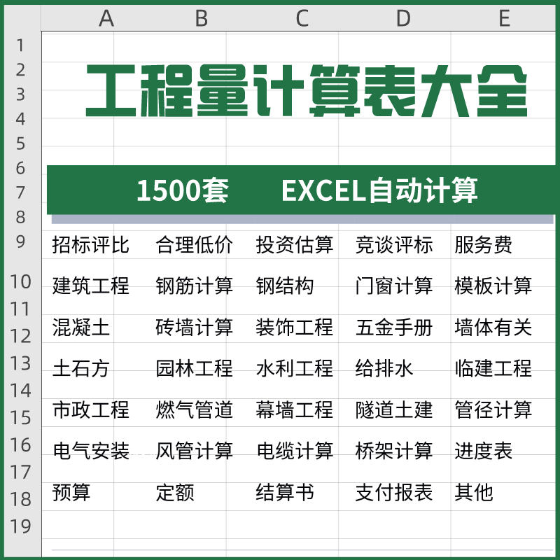 工程量计算表格软件大全钢结构土建安装路桥市政装修建筑预算造价-电商虚拟货源仓