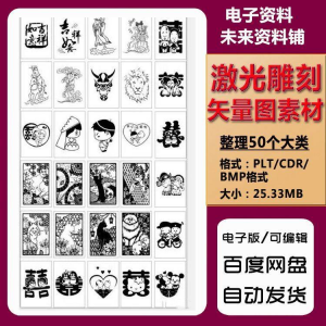 激光雕刻打刻机素材大全刻字图案模板集合plt格式CDR矢量设计文件-电商虚拟货源仓