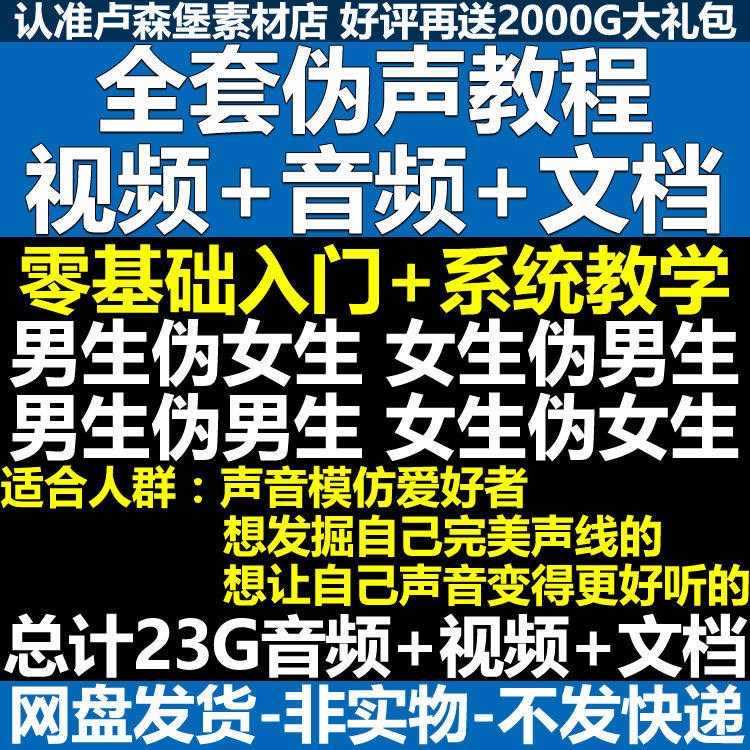 新版伪音变声教程伪音伪声教程教程视频男伪女声优配音学习资料-电商虚拟货源仓
