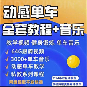 花式动感单车视频教程基础本动作教学骑行音乐有氧操燃脂操塑形课-电商虚拟货源仓