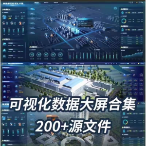 可视化数据大屏设计模板蓝色科技数字孪生设计素材UI界面PSD文件-电商虚拟货源仓