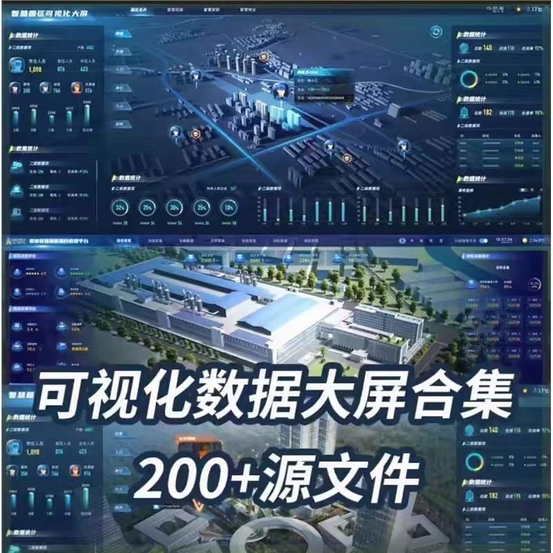 可视化数据大屏设计模板蓝色科技数字孪生设计素材UI界面PSD文件-电商虚拟货源仓