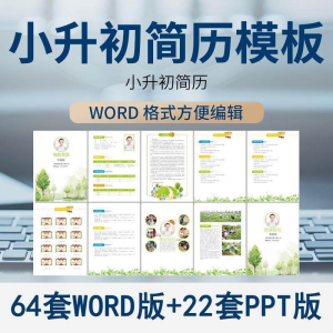 小升初简历模板WORD小学生个人择校入学升学自荐信自我介绍ppt-电商虚拟货源仓