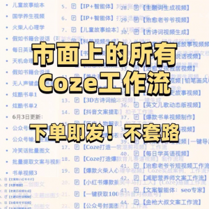 扣子coze工作流150+套成品模板直接导入AI智能体搭建从入门到精通-电商虚拟货源仓