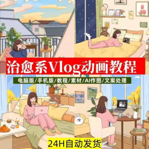 治愈系动画视频插画教程AI绘画动态情感唯美vlog镜头剪辑课程素材-电商虚拟货源仓