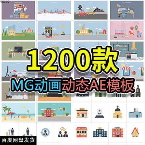 MG动画AE模板源文件脚本卡通动态视频制作扁平化场景动画包素材-电商虚拟货源仓