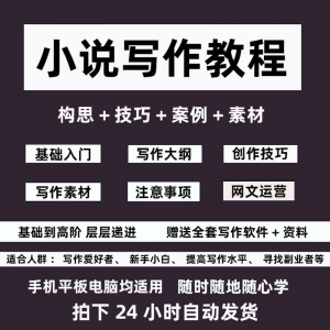 零基础小说写作教程网文新手创作技巧自学入门视频课素材大纲软件-电商虚拟货源仓