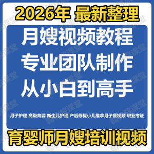 育婴师月嫂培训视频课程护理教程材新生儿孕产妇康复教学坐月子餐-电商虚拟货源仓