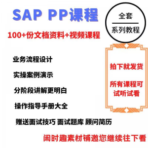 SAP教程视频教程PP生产计划模块视频教程-电商虚拟货源仓