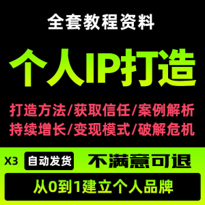 个人IP打造教程如何快速打造个人IP社交品牌定位训练营资料大全新-电商虚拟货源仓