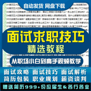 求职面试技巧视频课程简历包装职业规划应酬谈判辅导干货培训指导-电商虚拟货源仓